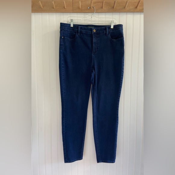 Talbots Flawless Five Pocket Dark Wash Jegging Stretch Denim Jeans Size 14 - Picture 2 of 9